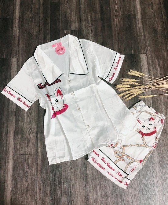 Bộ ngủ pijama đùi lụa satin cao cấp