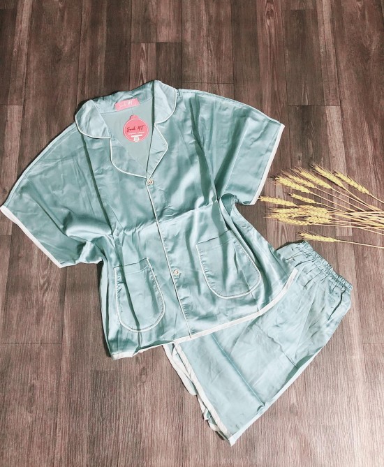 Bộ ngủ Pyjama tay ngắn quần ngắn lụa satin