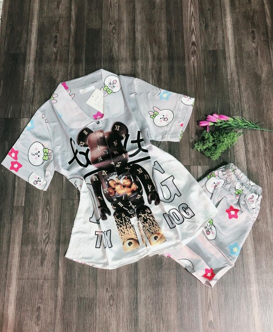 Bộ ngủ Pyjama tay ngắn quần ngắn lụa satin