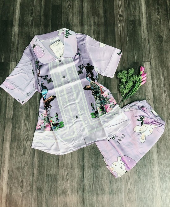 Bộ ngủ Pyjama tay ngắn quần ngắn lụa satin