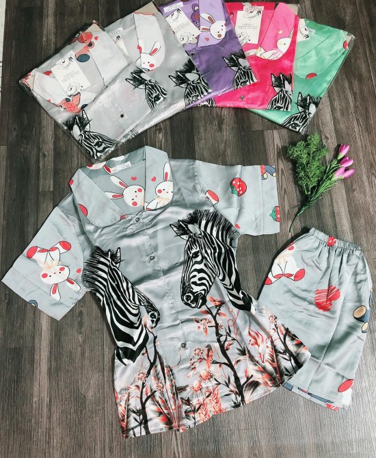 Bộ ngủ Pyjama tay ngắn quần ngắn lụa satin