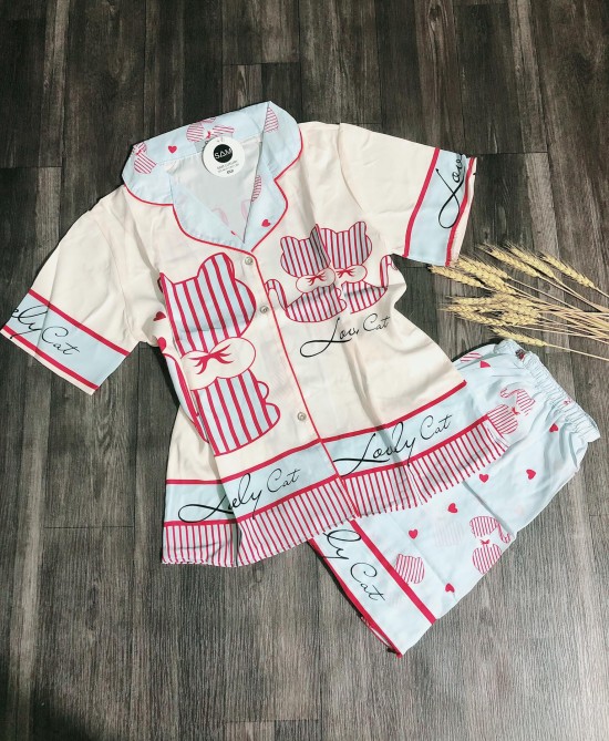 Bộ ngủ Pyjama tay ngắn quần ngắn lụa Mango
